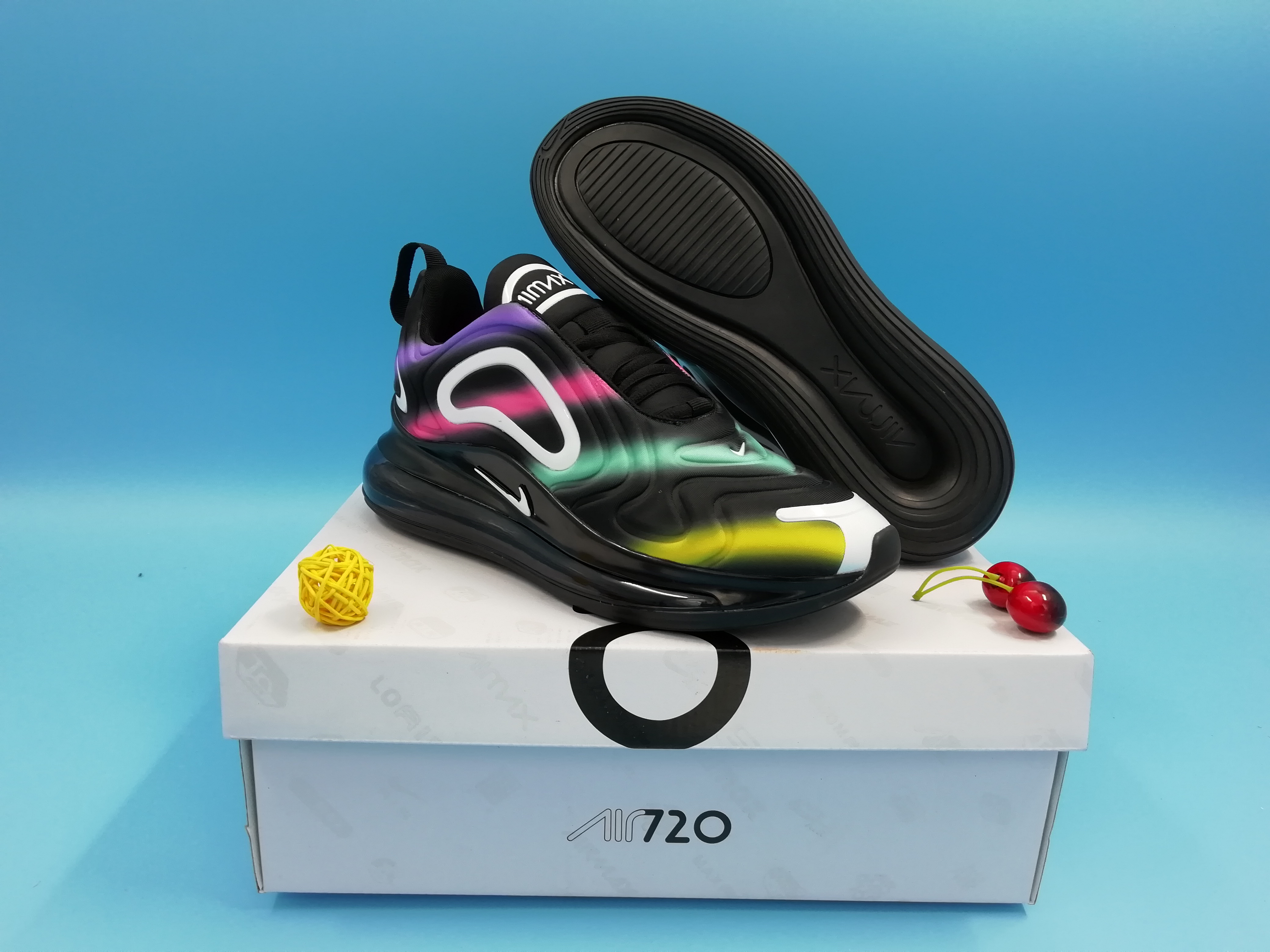 Women Nike Air Max 720 Black Green Jade Red Shoes - Click Image to Close
